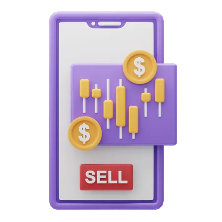 Application de trading de dollars  3D Icon