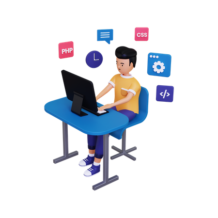 Application developer working on project  3D Icon