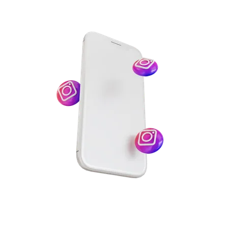 Application mobile avec boutons en forme de bulle de médias sociaux Instagram  3D Icon