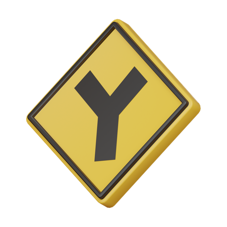 Approaching Y junction sign  3D Icon