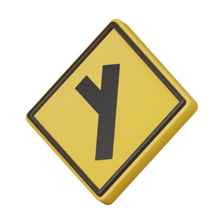 Approching junction sign  3D Icon