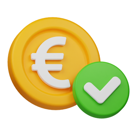 Approve Euro Coin  3D Icon