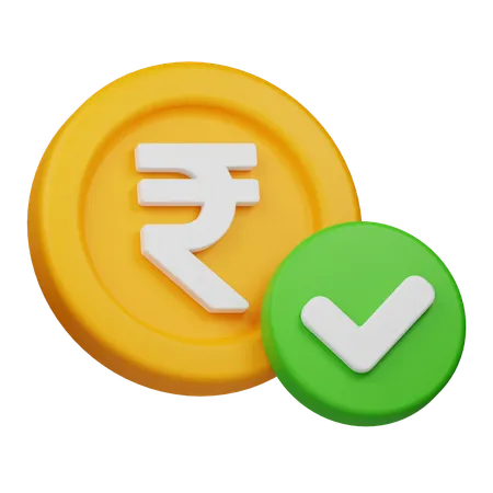 Approve Rupee Coin  3D Icon