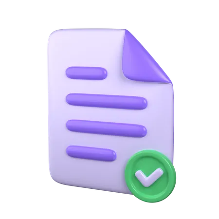 3 D Approved Document Icon 3D Icon