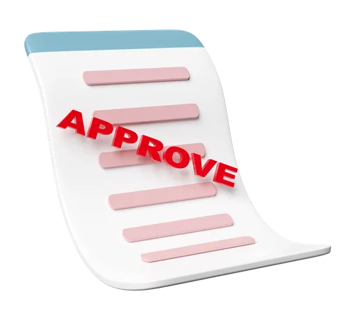 Approved Stamp With Checklist Isolated Approved Documents Concept 3D Icon