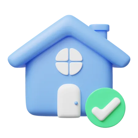 3 D Blue Pass A House Inspection Icon Home Model Check Marks Floating On Transparent Business Investment Home Inspection Concept Mockup Cartoon Icon Minimal Style 3 D Render Illustration 3D Icon