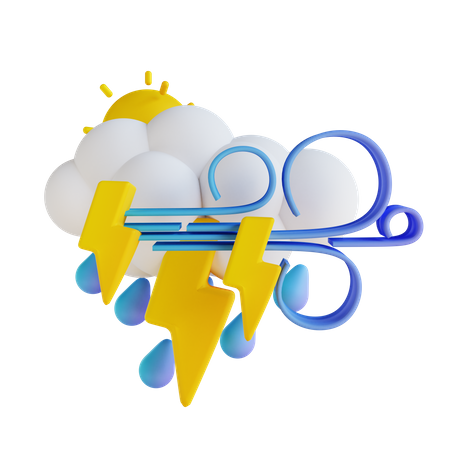 Éclairs de pluie orageuse après-midi  3D Illustration