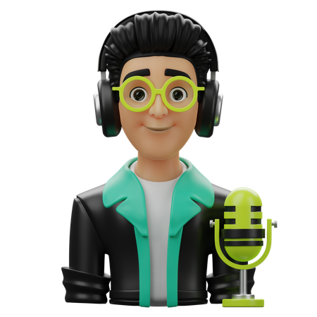 Apresentador de podcast masculino  3D Icon