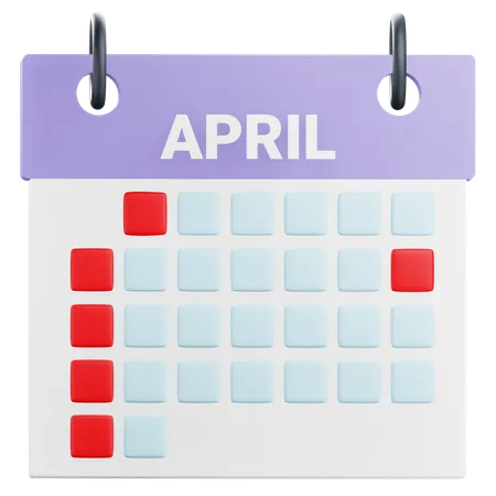 3 D April Calendar Illustration 3D Icon