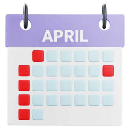 April Calendar  3D Icon