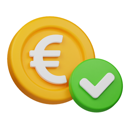 Aprobar moneda euro  3D Icon