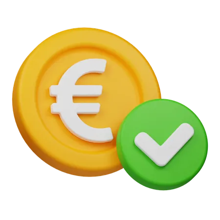 Aprobar moneda euro  3D Icon