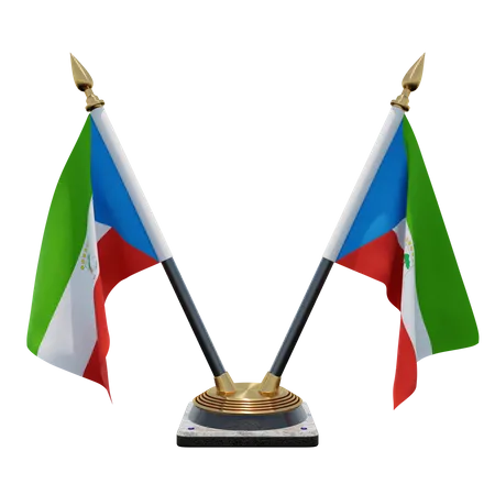 Doppelter Tischflaggenständer für Äquatorialguinea  3D Flag