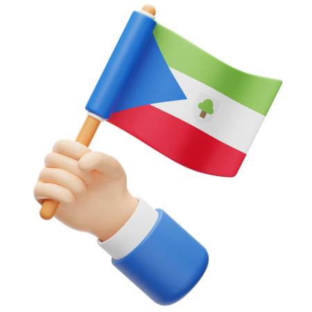 Äquatorialguinea Flagge in der Hand  3D Icon