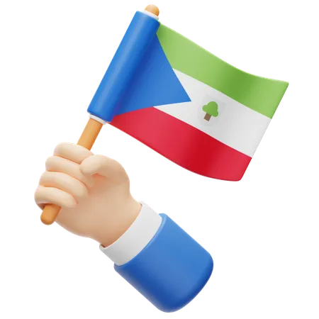 Äquatorialguinea Flagge in der Hand  3D Icon