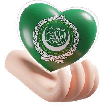 Arab League Flag Heart Hand Care  3D Icon