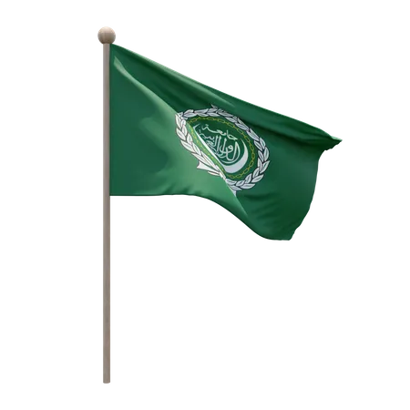 Arab League Flag Pole  3D Illustration