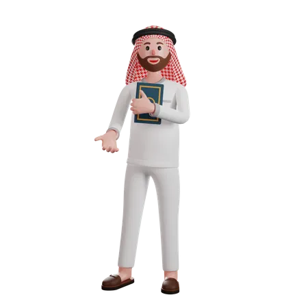 Arab man holding quran book  3D Illustration