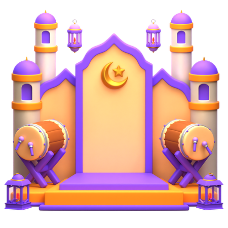Pódio do Ramadã Árabe  3D Illustration