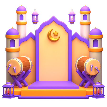 Podium du Ramadan arabe  3D Illustration