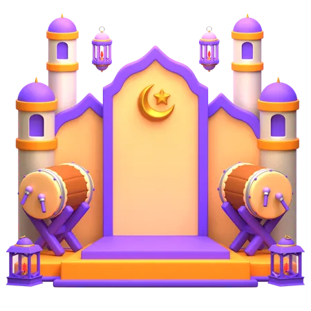 Podium du Ramadan arabe  3D Illustration