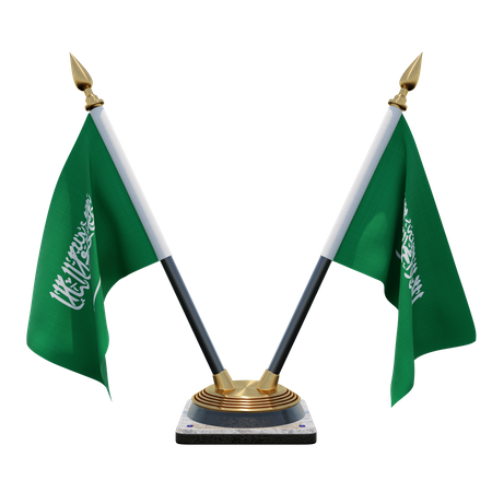 Soporte de bandera de escritorio doble de Arabia Saudita  3D Flag