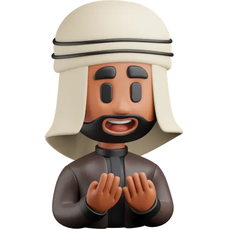 Arabian Man Pray  3D Icon