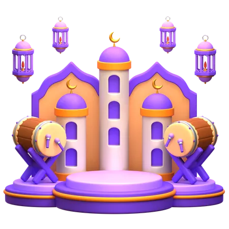 Arabian Ramadan Podium  3D Illustration