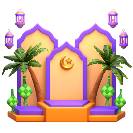 Arabian Ramadan Podium  3D Illustration