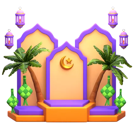 Arabian Ramadan Podium  3D Illustration