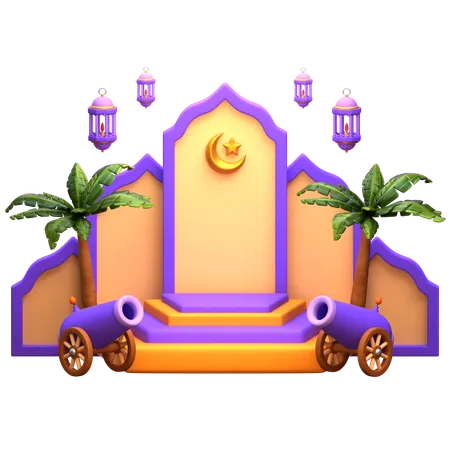 Arabian Ramadan Podium  3D Illustration