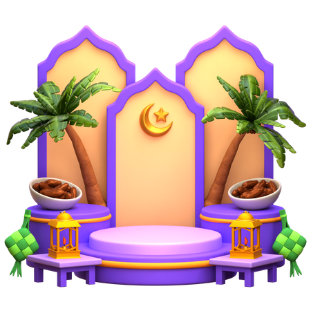 Arabian Ramadan Podium  3D Illustration