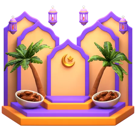 Arabian Ramadan Podium  3D Illustration