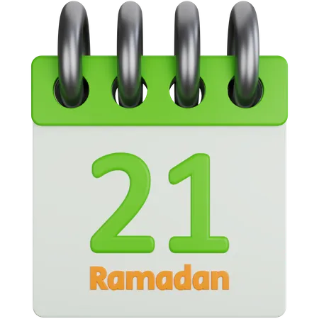 3 D Icon Illustration Calendar Twenty One Ramadan 3D Icon