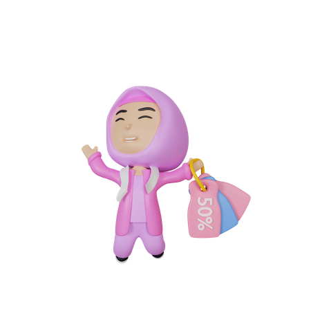 Arabic girl with discount vouchers  3D Icon