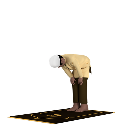 Arabic Male in Ruku Pose  3D Illustration