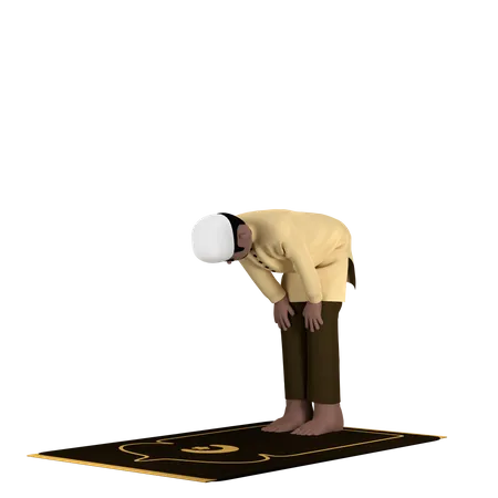 Arabic Male in Ruku Pose  3D Illustration