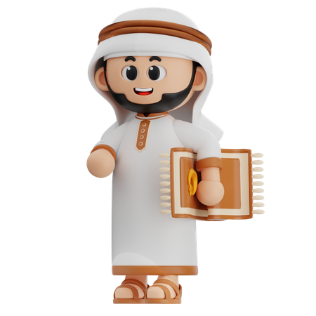 Arabic Man Carrying Sajdah  3D Illustration