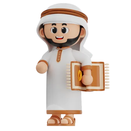 Arabic Man Carrying Sajdah  3D Illustration