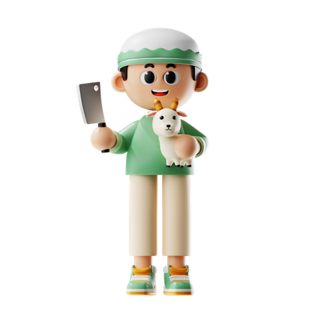 Arabic Man Chops Off Sheep  3D Illustration