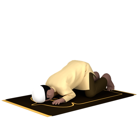 Arabic Man in Sujood Pose  3D Illustration