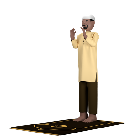 Arabic Man in Takbir Pose  3D Illustration