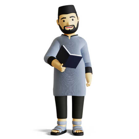 Arabic Man reading Quran  3D Illustration