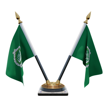 Doppelter (V) Tischflaggenständer der Arabischen Liga  3D Icon