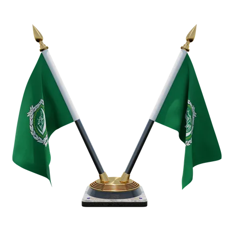 Doppelter Tischflaggenständer der Arabischen Liga  3D Flag