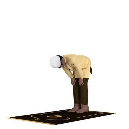 Arabischer Mann in Ruku-Pose  3D Illustration