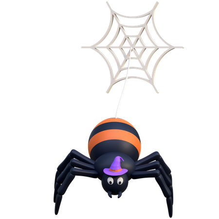 Araña con sombrero de bruja  3D Icon