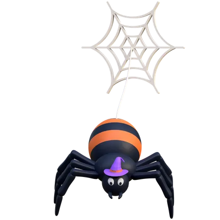 Araña con sombrero de bruja  3D Icon