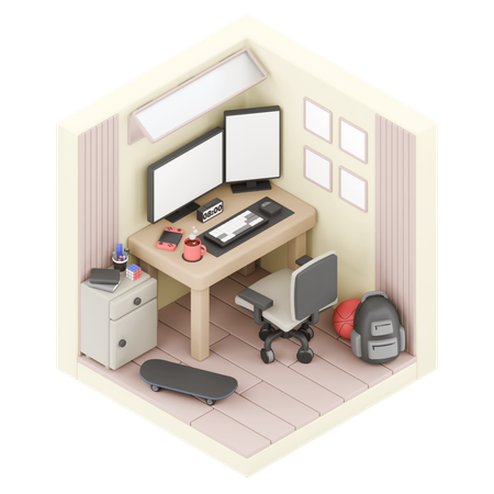 Arbeitszimmer  3D Illustration