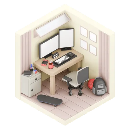 Arbeitszimmer  3D Illustration